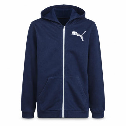 Puma Boys Navy Blue Full Zip Hoodie Size 14-15 Years Cotton Blend