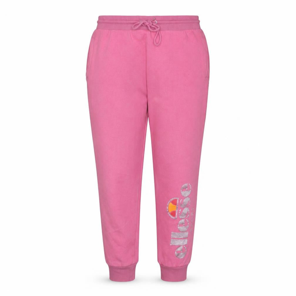 Front view of Ellesse women’s pink jogger sweatpants, size UK 14, cotton blend
