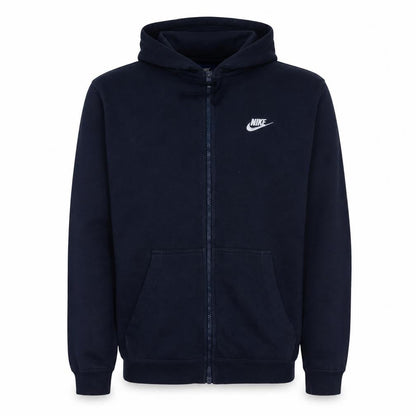 Nike Men's Blue Full Zip Hoodie L Cotton Blend Fleece