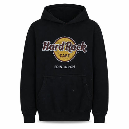 Hard Rock Cafe Men’s Black Pullover Hoodie Medium Edinburgh Logo
