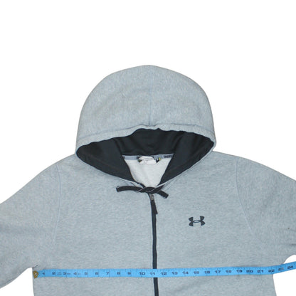 Under Armour Men's Grey Full Zip Hoodie Size L Fleece Cotton