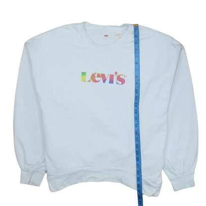 Levi's Womens White Small Pullover Sweatshirt Crew Neck Logo Print