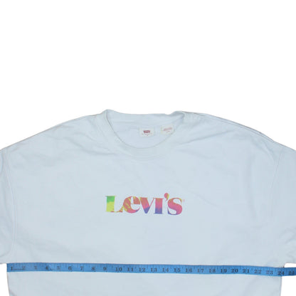 Levi's Womens White Small Pullover Sweatshirt Crew Neck Logo Print