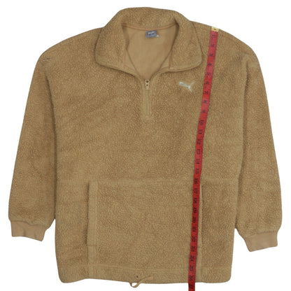 Puma Womens Beige Fleece 1/4 Zip Pullover Sweatshirt Size S