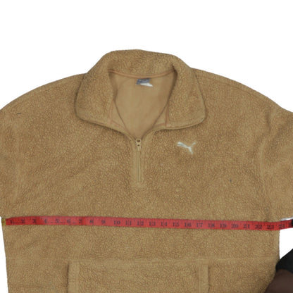 Puma Womens Beige Fleece 1/4 Zip Pullover Sweatshirt Size S