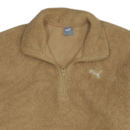 Puma Womens Beige Fleece 1/4 Zip Pullover Sweatshirt Size S