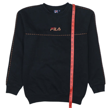 FILA Men's Black Small Pullover Sweatshirt Crew Neck Logo Embroidered