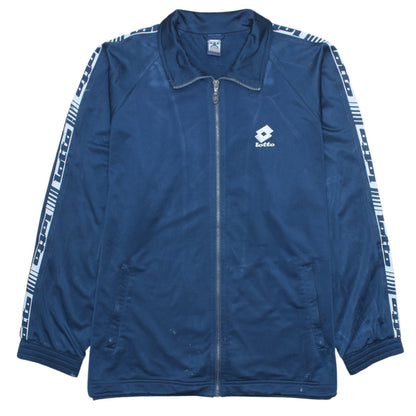 Lotto Mens Blue Full Zip Sports Sweatshirt XL Retro Track Top