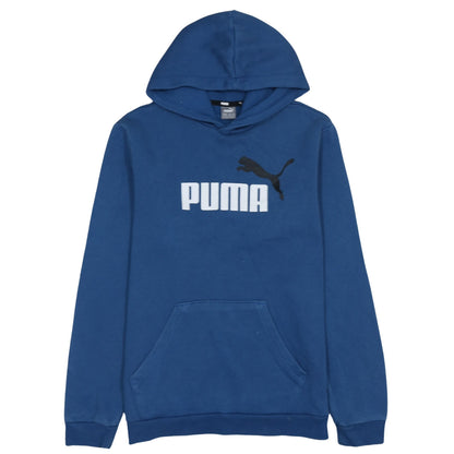 Puma Boys Blue Pullover Hoodie 15-16 Years Logo Front Cotton Blend