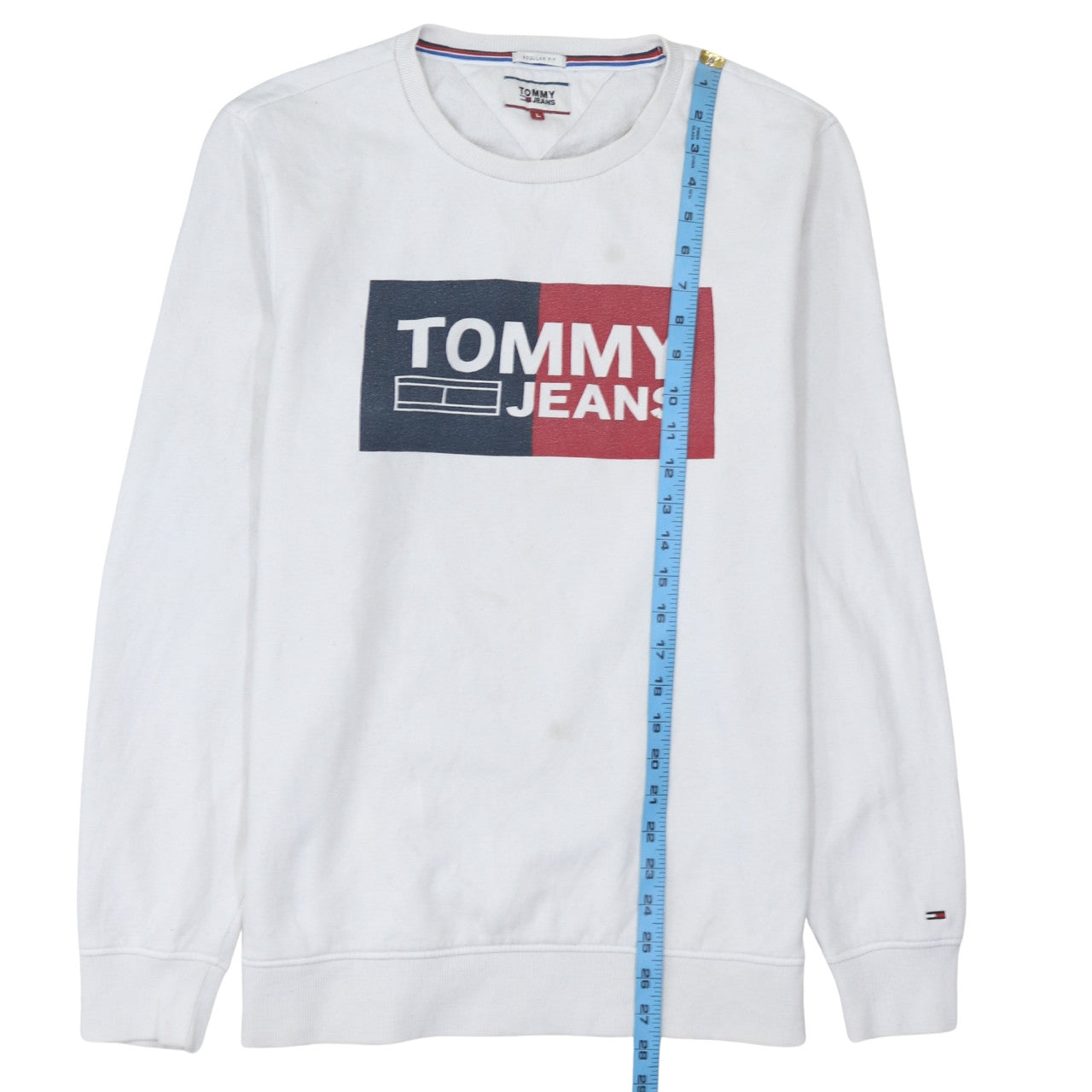 Tommy Jeans Men's White Regular Fit Logo Sweatshirt Size L