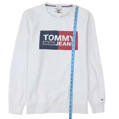 Tommy Jeans Men's White Regular Fit Logo Sweatshirt Size L