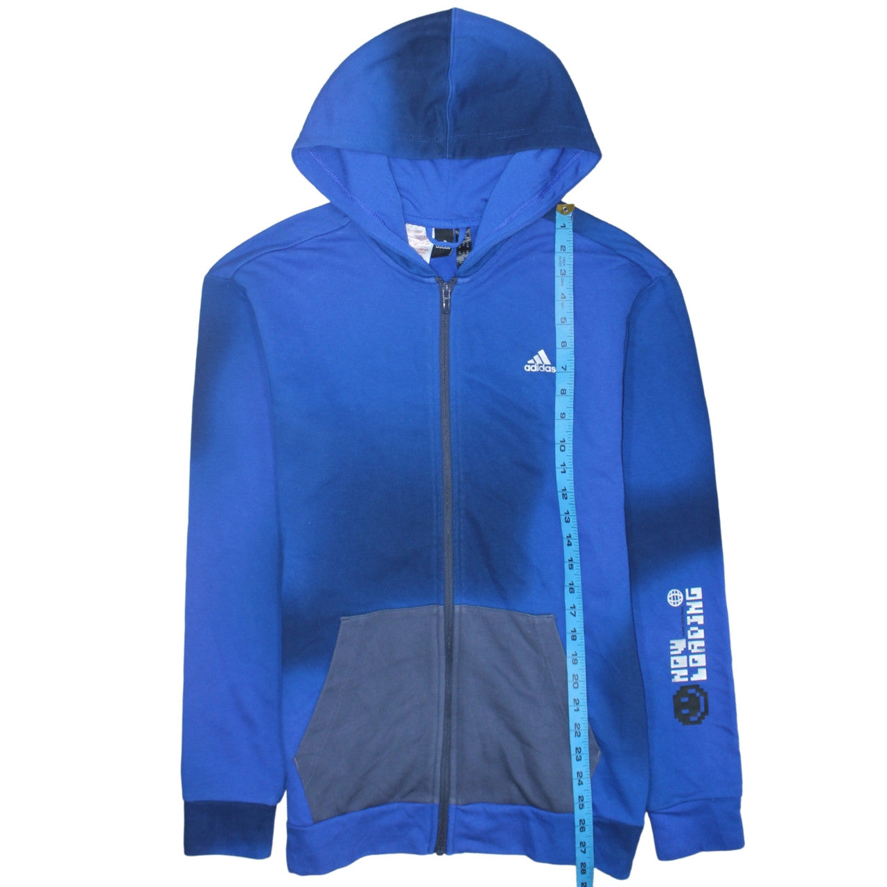 Adidas Boys Blue Full Zip Hoodie Size 16 Years Gaming Graphic Cotton Blend