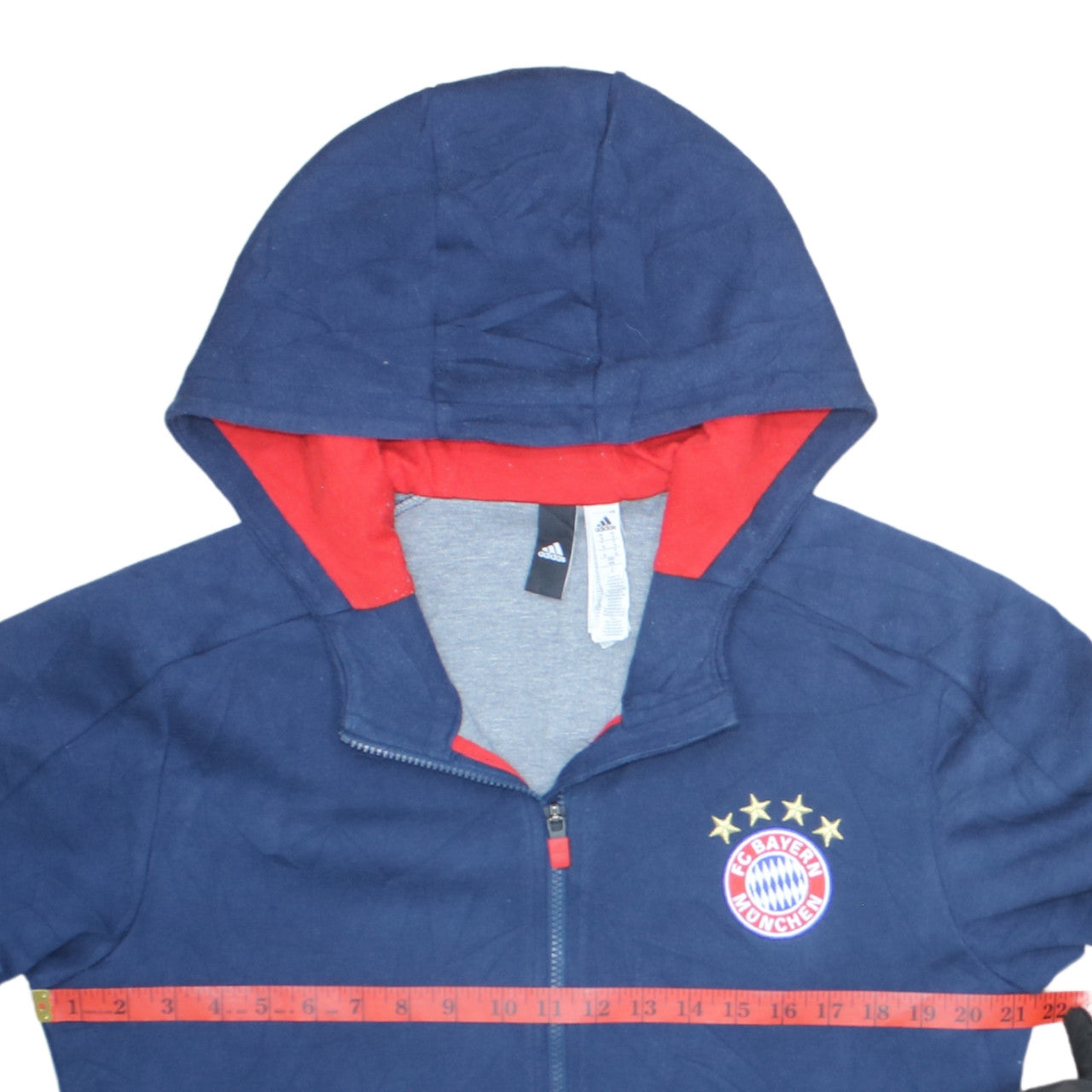 Adidas Mens Blue Full Zip Hoodie FC Bayern München Size M