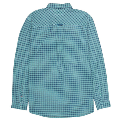 Tommy Jeans Men's Blue Check Long Sleeve Regular Fit Cotton Shirt L