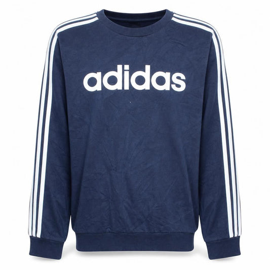 Front view of Adidas Men's Blue Logo Crew Neck Pullover Sweatshirt, size M