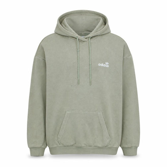Front view of Adidas Men's Beige Pullover Hoodie S Logo Fleece Sweatshirt