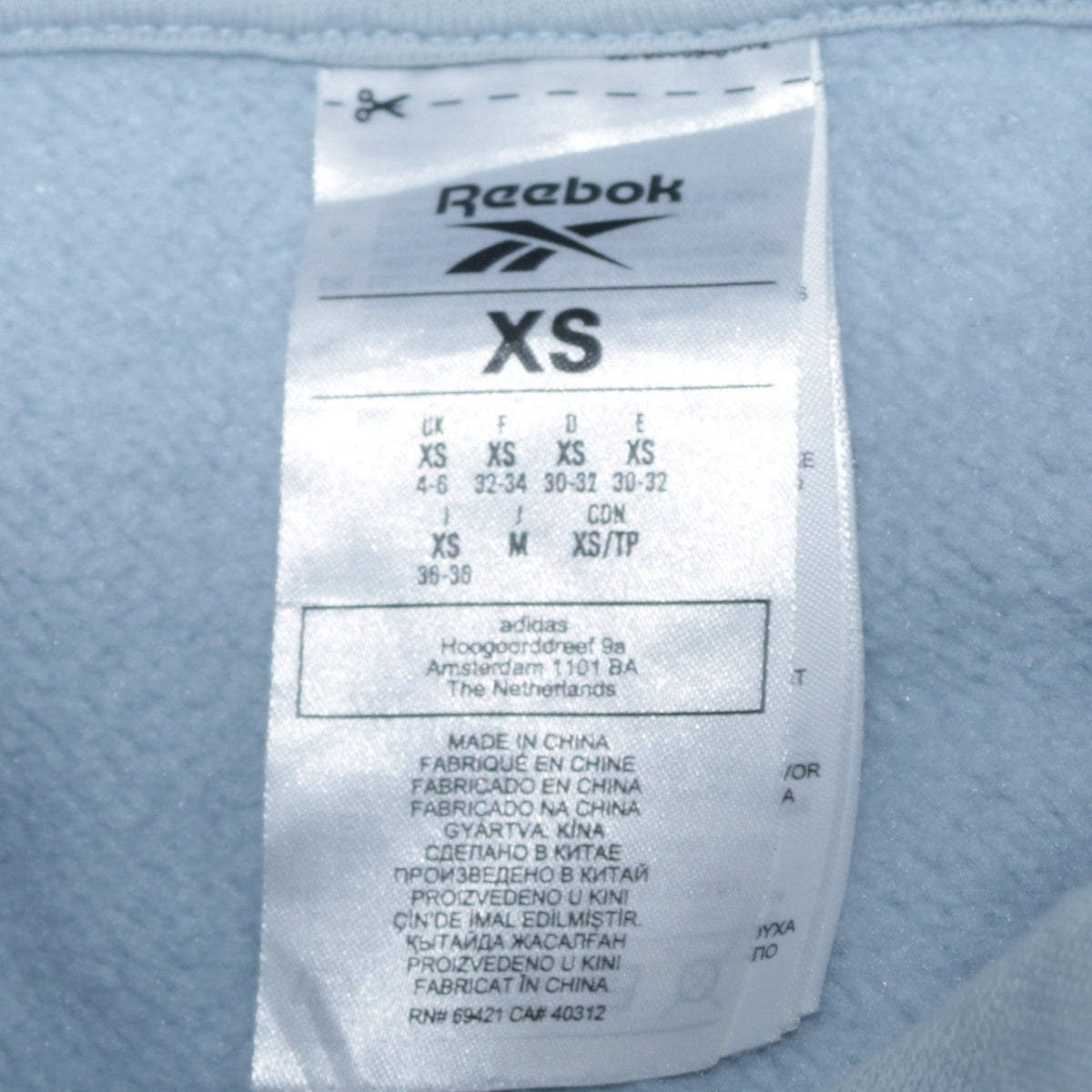 Reebok Womens Light Blue XS Pullover Hoodie Sweatshirt