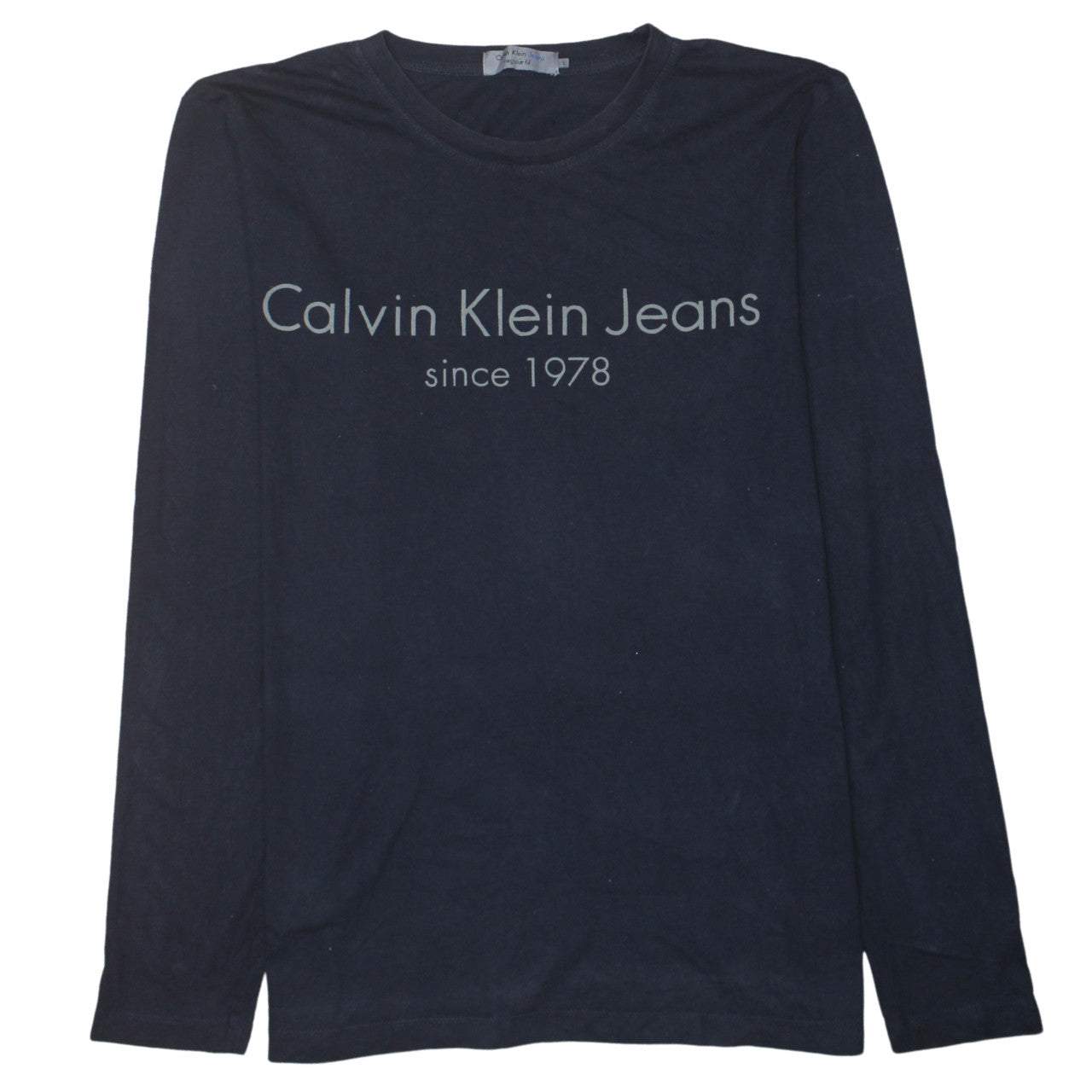 Calvin Klein Jeans Men's Blue Long Sleeve Logo T-Shirt Size L