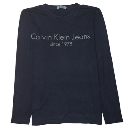 Calvin Klein Jeans Men's Blue Long Sleeve Logo T-Shirt Size L