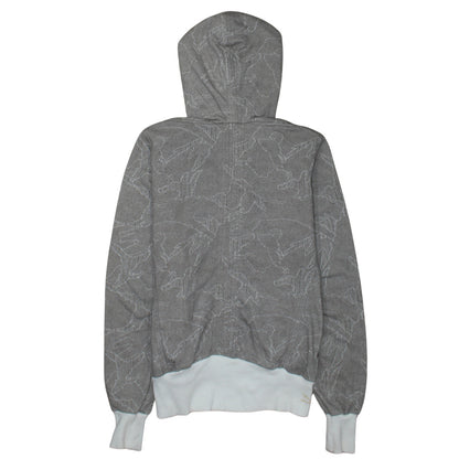 Nike Women's Grey Full Zip Hoodie Small - Logo Print Drawstring Hooded Sweatshirt