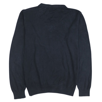 U.S. Polo Assn. Men's Blue V-Neck Cotton Blend Jumper Size M
