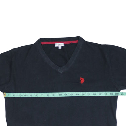 U.S. Polo Assn. Men's Blue V-Neck Cotton Blend Jumper Size M