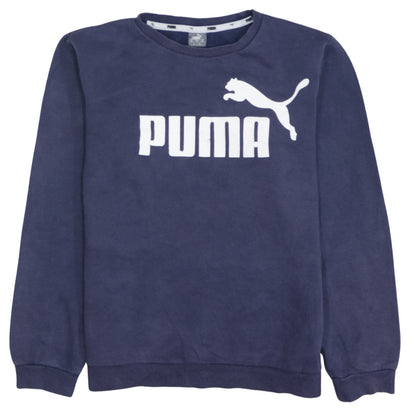 Puma Boys Navy Blue Logo Sweatshirt 15-16 Years Cotton Crew Neck