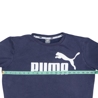Puma Boys Navy Blue Logo Sweatshirt 15-16 Years Cotton Crew Neck