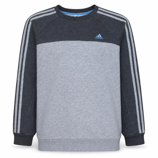 Front view of Adidas boys’ grey sweatshirt 15-16 years crew neck long sleeve pullover