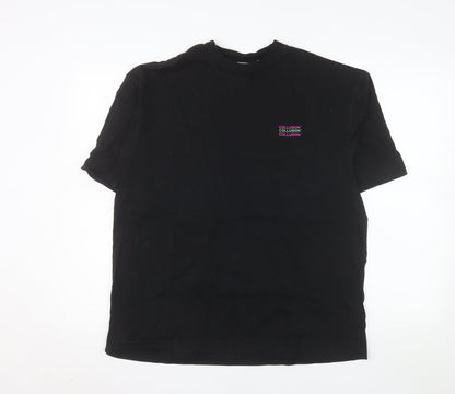Collusion Men's Black Graphic Cosmic Print Cotton T-Shirt Size M