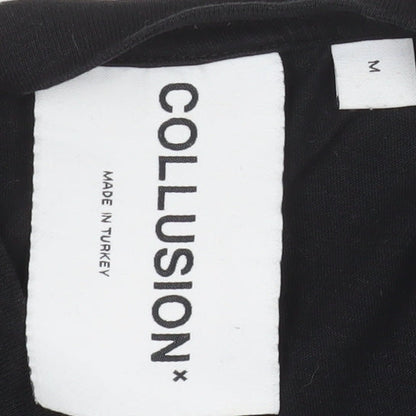 Collusion Men's Black Graphic Cosmic Print Cotton T-Shirt Size M