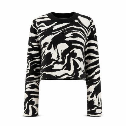 H&M Women’s Black Zebra Knit Pullover Jumper Size S