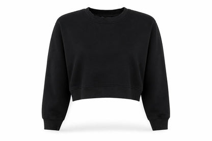 ZARA Women's Black Cropped Crew Neck Pullover Sweatshirt Size S