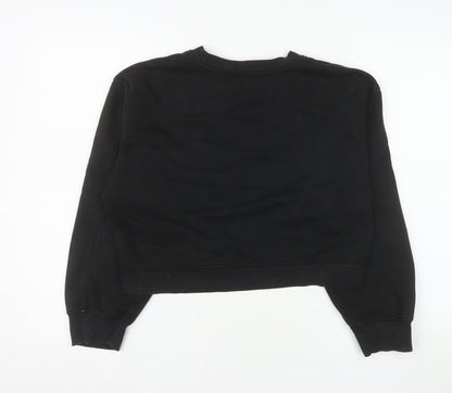 ZARA Women's Black Cropped Crew Neck Pullover Sweatshirt Size S