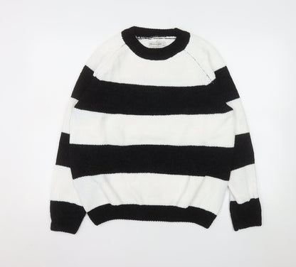 Simple & Opulence Women's Black White Striped Knit Jumper L