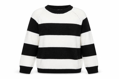 Simple & Opulence Women's Black White Striped Knit Jumper L