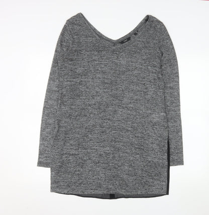 Next Women’s Grey V-Neck Long Sleeve Knit Tunic Jumper Size 12