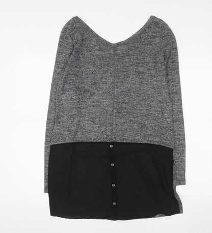 Next Women’s Grey V-Neck Long Sleeve Knit Tunic Jumper Size 12