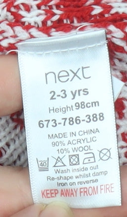 Next Boys Red Christmas Reindeer Fair Isle Pullover Jumper 2-3 Years