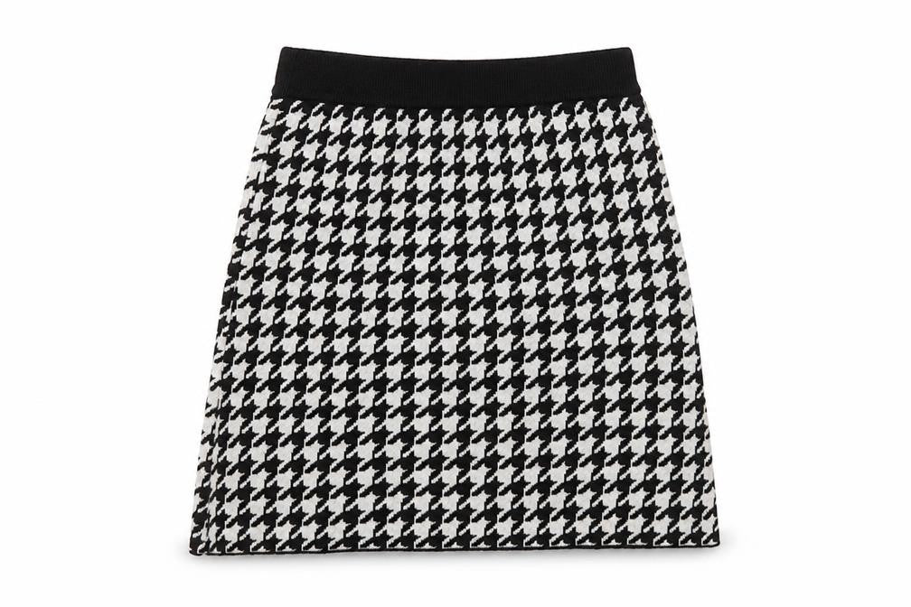 Primark Girls Black & White Houndstooth Skater Skirt 12-13 Years 158cm