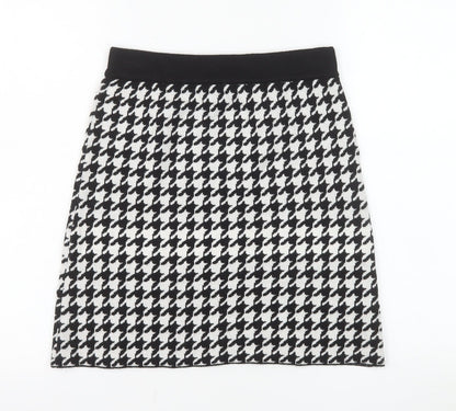 Primark Girls Black & White Houndstooth Skater Skirt 12-13 Years 158cm
