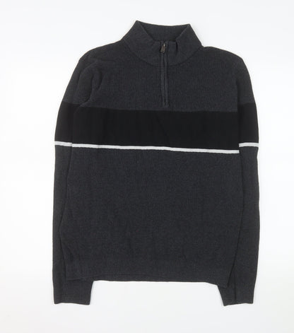 Dissident Men's Grey Half Zip Knit Sweater Size L Regular Fit