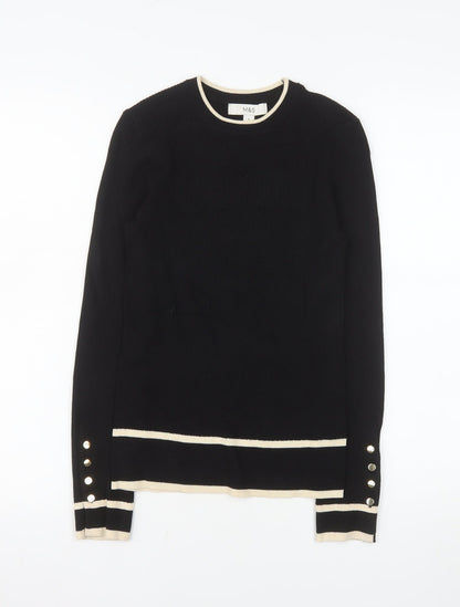 Marks and Spencer Women's Black Crew Neck Knit Jumper Size 8