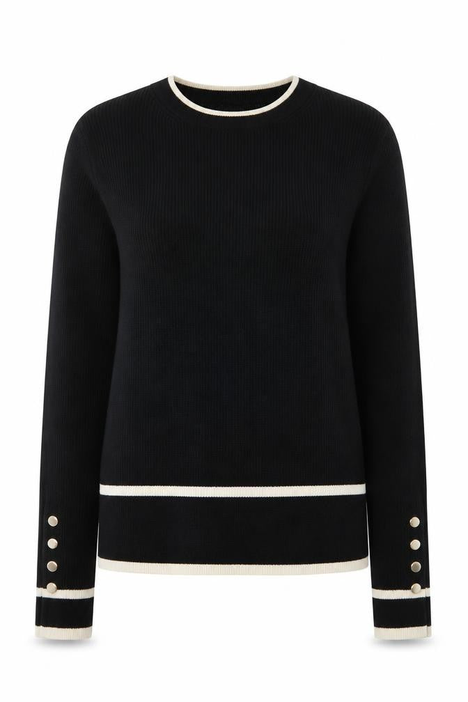 Marks and Spencer Women's Black Crew Neck Knit Jumper Size 8