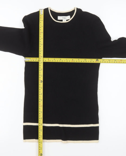 Marks and Spencer Women's Black Crew Neck Knit Jumper Size 8