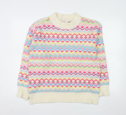 M&Co Women's Multicoloured Fair Isle Knit Jumper Size 12