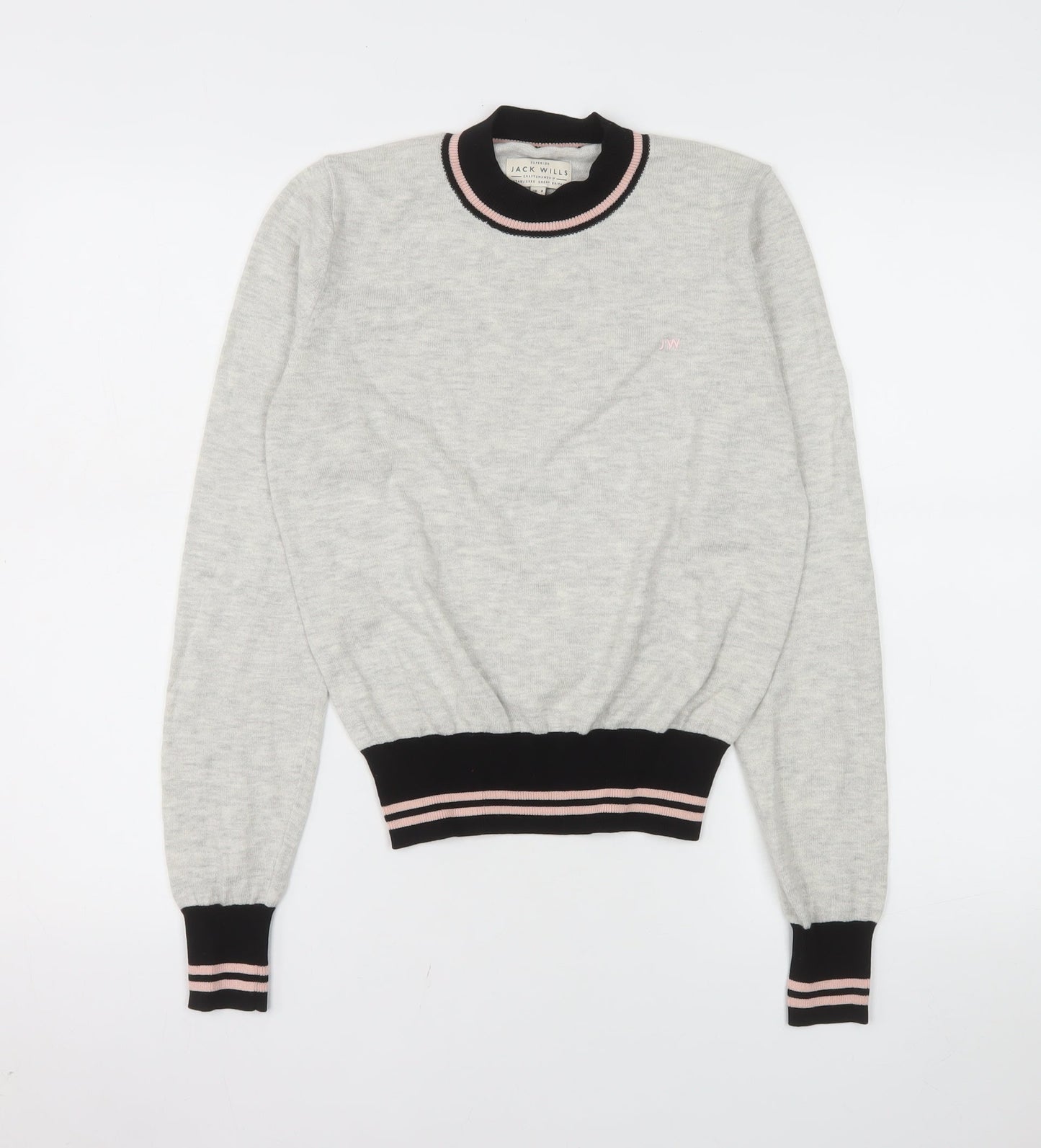 Jack Wills Women's Grey Crew Neck Long Sleeve Pullover Jumper UK 8