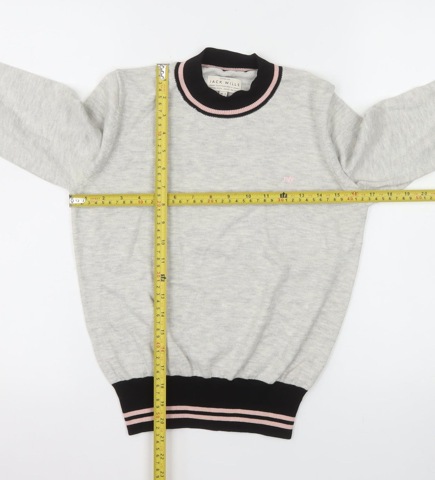 Jack Wills Women's Grey Crew Neck Long Sleeve Pullover Jumper UK 8