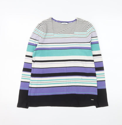 DASH Women’s Multicoloured Long Sleeve Striped Cotton T-Shirt Size 12