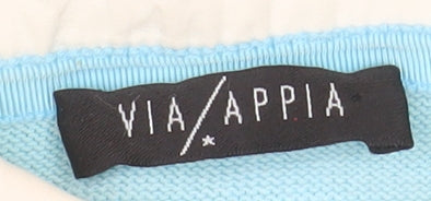 Via Appia Women's Blue Striped Collared Button-Up Top Size 12